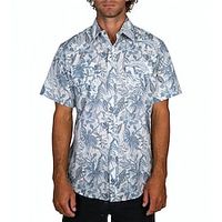 Men's Shirt Summer Hawaiian Shirt Floral Graphic Prints Turndown Blue Outdoor Street Short Sleeves Button-Down Print Clothing Apparel Tropical Fashion Hawaiian Designer miniinthebox - thumbnail
