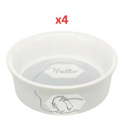 Trixie Comic Rabbit Ceramic Bowl For Small Pets - Grey 11cm (Pack Of 4)