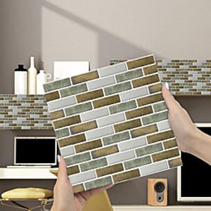 Imitation Epoxy Tile Sticker Blue Brown Mosaic Wall Sticker House Renovation Diy Self-adhesive Pvc Wallpaper Painting Kitchen Waterproof And Oilproof Wall Sticker miniinthebox