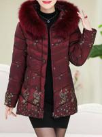 Warm Printed Faux Fur Hooded Coat