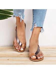 Color Block Flat Peep Toe Casual Travel Flat Sandals