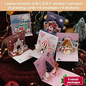 6pcs Christmas Card 3D Pop UP Santa Cards Marry Christmas Greeting Cards Xmas Party Invitations Gifts New Year Greeting Card Kid Gift miniinthebox