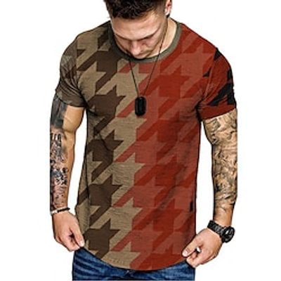 Men's Unisex T shirt Tee 3D Print Geometric Graphic Prints Crew Neck Street Daily Print Short Sleeve Tops Designer Casual Big and Tall Sports Red  Summer Lightinthebox
