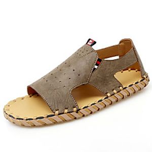 Men's Sandals Crochet Leather Shoes Flat Sandals Sporty Casual Daily Outdoor Water Shoes Walking Shoes Nappa Leather Cowhide Breathable Handmade Non-slipping Booties  Ankle Boots Black Khaki Brown Lightinthebox