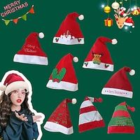 8 PCS Santa Claus Christmas Hat Men's Women's Unisex Boys Party Christmas Christmas New Year Masquerade Kid's Adults' Party Christmas Gifts Christmas New Year Eve 100% Cotton Hat miniinthebox - thumbnail