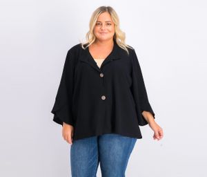 Womens Plus Size Button Down Blazer  Black