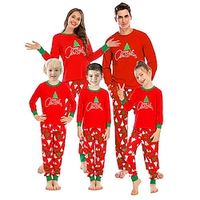 Family Christmas Pajamas Graphic Letter Home Print Black White Dark Red Long Sleeve Mommy And Me Outfits Active Matching Outfits Lightinthebox - thumbnail