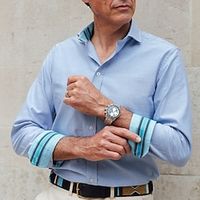 Men's Shirt Button Up Shirt Casual Shirt Blue Long Sleeve Plain Lapel Daily Vacation Clothing Apparel Fashion Casual Comfortable Smart Casual Lightinthebox - thumbnail