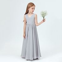 Kids Girls' Party Dress Solid Color Sleeveless Performance Mesh Princess Sweet Mesh Mid-Calf Sheath Dress Tulle Dress Summer Spring Fall 2-12 Years Silver Lightinthebox