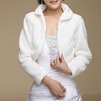 Faux Fur Wraps Shawls Women's Wrap Bolero Elegant Keep Warm Long Sleeve Faux Fur Wedding Wraps With Pure Color For Wedding Fall  Winter Lightinthebox - thumbnail