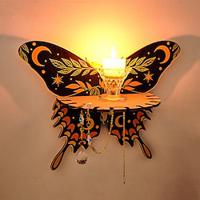 Phoenix-Shaped Wall Decor Shelf Set Colorful Butterfly Moon and Leaf Adhesive Display Rack, Wooden Craft Hanging Ornament, Creative Wall Decoration without Nails Lightinthebox