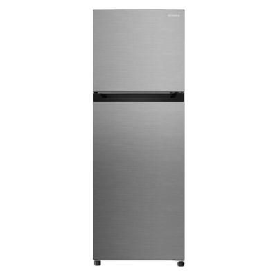Hitachi 330L, Top Mount Double Door Refrigerator, No Frost Fridge Freezer, High Power, 10 Year Warranty on Inverter Compressor, Tempered Glass Shelves, Silver - HRTN5255MFXAE
