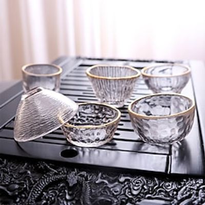 1pcs Glass Hammer Pattern Tracing Gold Cup Kung Fu Tea Master Cup Gold-Rimmed Small Tea Cup Japanese Tea Set Single Cup. Lightinthebox