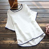 Women's Plus Size Tops Blouse Shirt Plain Asymmetric Half Sleeve Crewneck Basic Summer Yellow White Red Big Size L XL XXL 3XL 4XL / Cotton miniinthebox - thumbnail