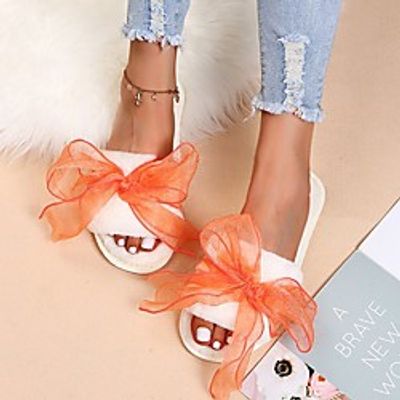Women's Slippers  Flip-Flops Round Toe Polyester Solid Colored Pink Green Orange Lightinthebox