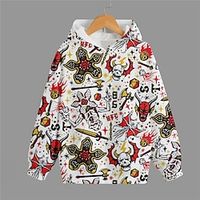 Kids Boys Hoodie Stranger Things Long Sleeve 3D Print Graphic Pocket White Children Tops Fall Winter Active Sports Fashion Outdoor Daily Indoor Regular Fit 3-13 Years Lightinthebox - thumbnail