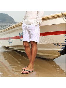 Men's Beach Casual Cotton Linen Pocket Shorts