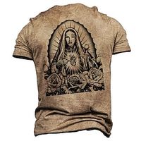 Men's Unisex T shirt Tee 3D Print Graphic Prints Crew Neck Street Daily Print Short Sleeve Tops Designer Casual Vintage Big and Tall Khaki / Summer miniinthebox - thumbnail