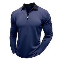 Men's Quarter Zip Polo Golf Shirt Daily Holiday Quarter Zip Long Sleeve Fashion Modern Color Block Patchwork Spring   Fall Regular Fit Black White Burgundy Royal Blue Blue Army Green Quarter Zip Polo Lightinthebox