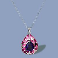 Women's Purple AAA Cubic Zirconia Necklace Pear Cut Floral  Botanicals Artistic Elegant Vintage Brass Silver 50 cm Necklace Jewelry 1pc For Anniversary Party Evening Festival Lightinthebox - thumbnail