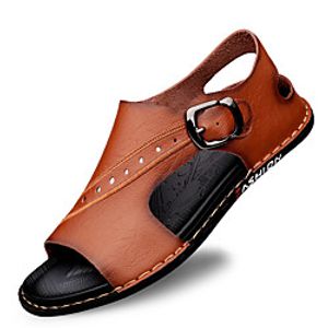 Men's Sandals Leather Shoes Flat Sandals Gladiator Sandals Roman Sandals Casual Beach Roman Shoes Daily Outdoor Walking Shoes Nappa Leather Cowhide Breathable Non-slipping Shock Absorbing Booties miniinthebox
