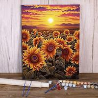 1pc Beginner Friendly DIY Oil Painting Kit 16 20 Inch Cartoon Sunflower Canvas Set with Acrylic Pigment and Brushes Wall Art for Adults Lightinthebox