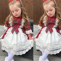 Toddler Girls' Christmas Party Dress Plaid Party Dress Performance Anniversary Red Long Sleeve Active Cute Dresses Christmas Fall Winter 3-7 Years Lightinthebox - thumbnail