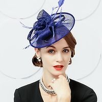 Headbands Hats Headwear Sinamay Bowler / Cloche Hat Saucer Hat Top Hat Wedding Tea Party Elegant Wedding With Feather Bowknot Headpiece Headwear Lightinthebox