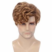 Men Short Wigs Male Guy Layered Wavy Fluffy Halloween Cosplay Party Brown miniinthebox - thumbnail