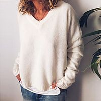 Women's Sweater Knitted Solid Color Stylish Cotton Long Sleeve Sweater Cardigans V Neck Fall Winter Blushing Pink Gray Khaki miniinthebox - thumbnail