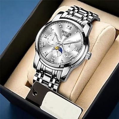 New Derlve Brand Men'S Steel Band Watch Fashion Luminous Calendar Luminous Calendar Multifunction Quartz Watch Waterproof Sports Watch miniinthebox