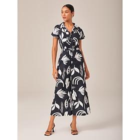 Vacation Black and White Printed Linen-Like Jumpsuit