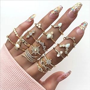 17pcs Ring For Women's Gift Daily Work Alloy Geometrical Joy Lightinthebox