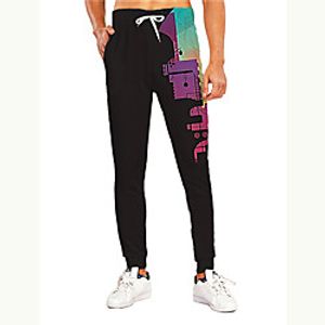 Men's Casual Athleisure Outdoor Sports Daily Sports Pants Sweatpants Trousers Pants Graphic Prints Landscape Full Length Drawstring Print Black miniinthebox