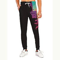 Men's Casual Athleisure Outdoor Sports Daily Sports Pants Sweatpants Trousers Pants Graphic Prints Landscape Full Length Drawstring Print Black miniinthebox - thumbnail