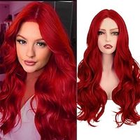 Red Wig for Women Long Wavy Curly Middle Part Wig Natural Looking Synthetic Heat Resistant Fiber Wig for Daily Party Use 26 Inch Christmas Party Wigs Lightinthebox - thumbnail