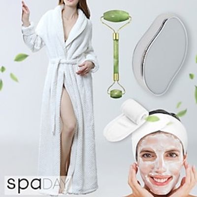 4PCS Bathrobe SAP DAY Comfort Set,Hair ties, massagers, hair removal tools Nightwear Solid Color Onesie Pajamas PajamasFor Women's Dailywear SPA day Lightinthebox