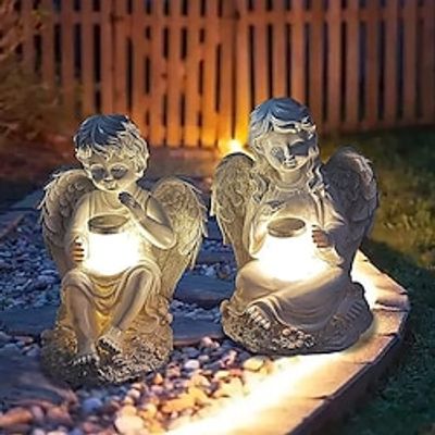 Garden Angel Statyes, Angel Fairy Statuette with Solar Light, Garden Resin Angel Figurines Ornament Angel Decoration for Lawn Cemetery Memorial Gifts, Guardian Angel Garden Statuette-Girl Lightinthebox Garden Angel Statyes, Angel Fairy Statuette with Solar Light, Garden Resin Angel Figurines Ornament Angel Decoration for Lawn Cemetery Memorial Gifts, Guardian Angel Garden Statuette-Girl Lightinthebox