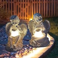 Garden Angel Statyes, Angel Fairy Statuette with Solar Light, Garden Resin Angel Figurines Ornament Angel Decoration for Lawn Cemetery Memorial Gifts, Guardian Angel Garden Statuette-Girl Lightinthebox - thumbnail