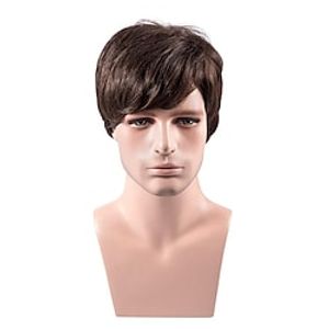 Mens Wig Dark Brown Natural Looking Short Wigs with Wig Cap for Daily Halloween Wear and Formal Occasions Dark Brown miniinthebox