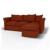 IKEA Checked Velvet Gronlid 3 Seater With Chaise Sofa Cover Regular Fit With Piping Machine Washablele Lightinthebox - thumbnail
