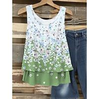 Women's Tank Top Floral Daily Print Green Sleeveless Elegant U Neck Summer Lightinthebox