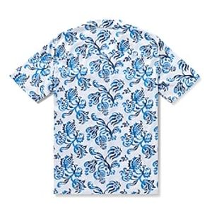 Men's Shirt Graphic Prints Totem Leaves Turndown Blue 3D Print Casual Going out Short Sleeves Button-Down Print Clothing Apparel Tropical Designer Casual Hawaiian Lightinthebox