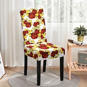 Dining Chair Cover Stretch Chair Seat Slipcover Spandex Washable Cover Farmhouse Floral Furniture Protector Table Decor for Dining Room Wedding Ceremony miniinthebox