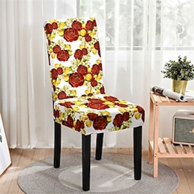 Dining Chair Cover Stretch Chair Seat Slipcover Spandex Washable Cover Farmhouse Floral Furniture Protector Table Decor for Dining Room Wedding Ceremony miniinthebox