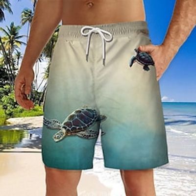 Men's Board Shorts Swim Shorts Swim Trunks Drawstring with Mesh lining Elastic Waist Animal Graphic Prints Quick Dry Short Casual Daily Holiday Hawaiian Boho Blue Purple Micro-elastic Lightinthebox