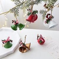 Christmas Decoration Iron Art Can Ring Bell Pendant Bow Knot Pine Fruit Red Fruit Diy Christmas Tree Christmas Bell Decoration Lightinthebox - thumbnail