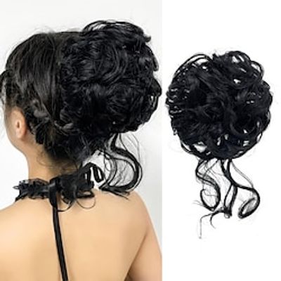 Chignons Hair Bun Synthetic Hair Hair Piece Hair Extension Wavy Bouncy Curl Party Daily Daily Wear Natural Black #1B Lightinthebox