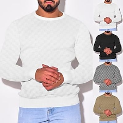 Men's T shirt Tee Tee Knit Tee Tee Top Long Sleeve Shirt Plain Crew Neck Street Vacation Long Sleeve Knit Clothing Apparel Fashion Designer Basic Comfortable Lightinthebox