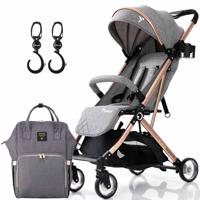 Teknum Explorer Travel Stroller With Diaper Bag & Stroller Hooks - Grey CM_TKSN_EXPSTDPGY - thumbnail